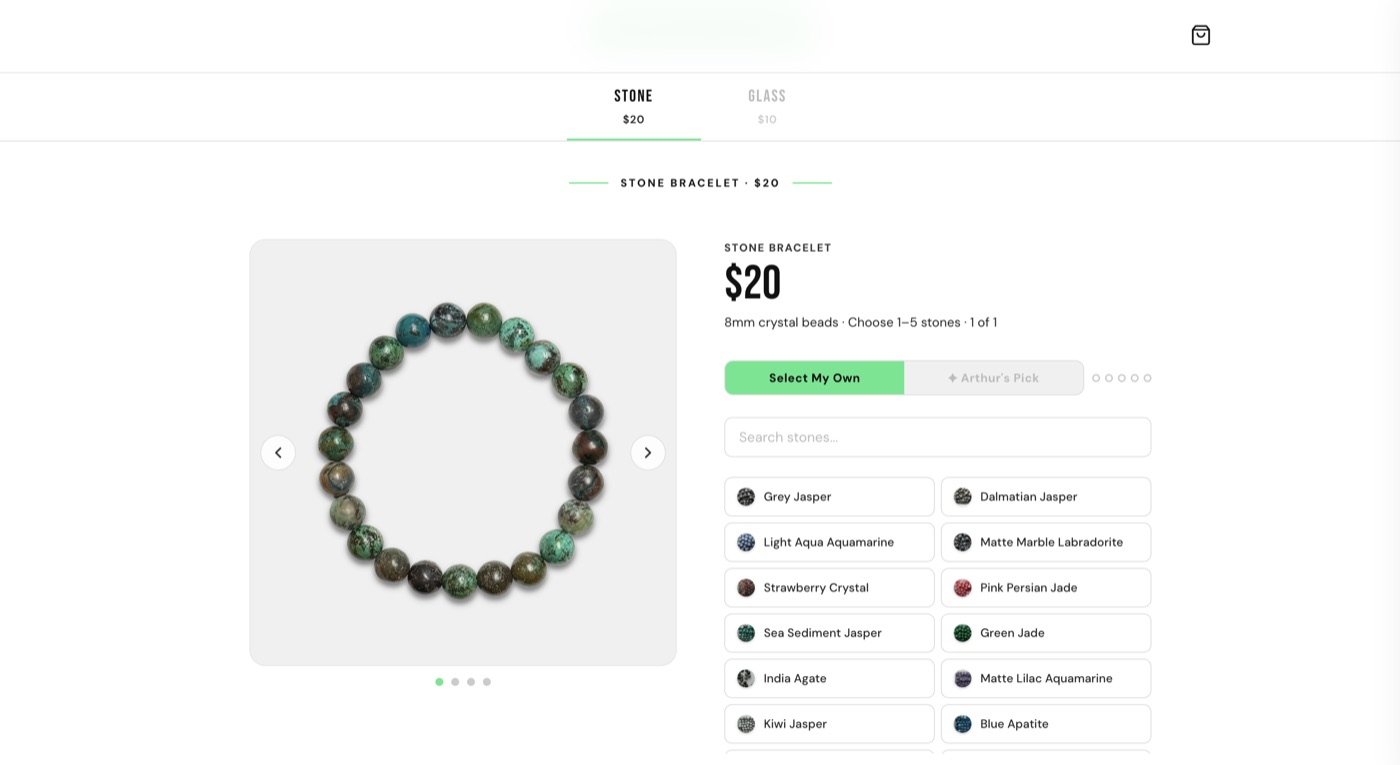 Arthur's 1of1 bracelet configurator screenshot